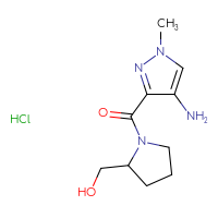 Chemical structure of [1-(4-amino-1-methyl-1H-pyrazole-3-carbonyl)pyrrolidin-2-yl]methanol hydrochloride - CSSB00000717278