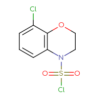 Chemical structure of 8-chloro-3,4-dihydro-2H-1,4-benzoxazine-4-sulfonyl chloride - CSSB14959847052