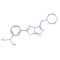 Chemical structure of N,N-dimethyl-3-{3-[(morpholin-4-yl)methyl]-[1,2,4]triazolo[3,4-b][1,3,4]thiadiazol-6-yl}aniline - CSSB00121609104
