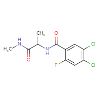 Chemical structure of 2-[(4,5-dichloro-2-fluorophenyl)formamido]-N-methylpropanamide - CSSB06498526062
