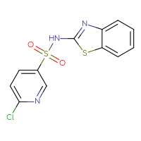 Chemical structure of N-(1,3-benzothiazol-2-yl)-6-chloropyridine-3-sulfonamide - CSSB00050283790