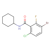 Chemical structure of 3-bromo-6-chloro-N-cyclohexyl-2-fluorobenzamide - CSSB06354209073