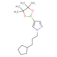 Chemical structure of 1-(3-cyclopentylpropyl)-4-(4,4,5,5-tetramethyl-1,3,2-dioxaborolan-2-yl)-1H-pyrazole - CSSB06599737011