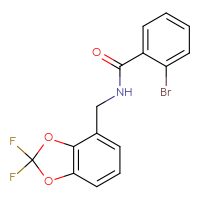 Chemical structure of 2-bromo-N-[(2,2-difluoro-2H-1,3-benzodioxol-4-yl)methyl]benzamide - CSSB02123218028