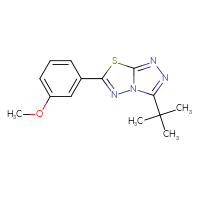 Chemical structure of 3-tert-butyl-6-(3-methoxyphenyl)-[1,2,4]triazolo[3,4-b][1,3,4]thiadiazole - CSSB00121637608