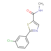Chemical structure of 2-(3-chlorophenyl)-N-methyl-1,3-thiazole-5-carboxamide - CSSB01994644848