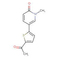 Chemical structure of 5-(5-acetylthiophen-2-yl)-1-methyl-1,2-dihydropyridin-2-one - CSSB00160494314
