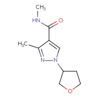 Chemical structure of N,3-dimethyl-1-(oxolan-3-yl)-1H-pyrazole-4-carboxamide - CSSB02283619972