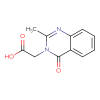Chemical structure of 2-(2-methyl-4-oxo-3,4-dihydroquinazolin-3-yl)acetic acid - CSSB00000020238