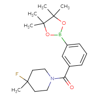 Chemical structure of 4-fluoro-4-methyl-1-[3-(4,4,5,5-tetramethyl-1,3,2-dioxaborolan-2-yl)benzoyl]piperidine - CSSB02229496210