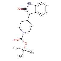 Chemical structure of tert-butyl 4-(2-oxo-2,3-dihydro-1H-indol-3-yl)piperidine-1-carboxylate - CSSB00000064880