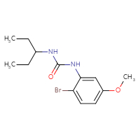 Chemical structure of 1-(2-bromo-5-methoxyphenyl)-3-(pentan-3-yl)urea - CSSB02007849696