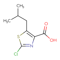 Chemical structure of 2-chloro-5-(2-methylpropyl)-1,3-thiazole-4-carboxylic acid - CSSB00000721838