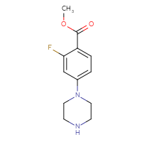 Chemical structure of methyl 2-fluoro-4-(piperazin-1-yl)benzoate - CSSB00016249519