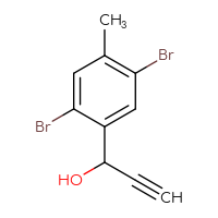 Chemical structure of 1-(2,5-dibromo-4-methylphenyl)prop-2-yn-1-ol - CSSB20690526576