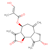 Chemical structure of (3aR,4S,6aR,8S,9aR,9bR)-8-hydroxy-3,6,9-trimethylidene-2-oxo-dodecahydroazuleno[4,5-b]furan-4-yl (2E)-3-hydroxy-2-methylprop-2-enoate - CSSB00116206960
