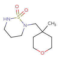Chemical structure of 2-[(4-methyloxan-4-yl)methyl]-1λ⁶,2,6-thiadiazinane-1,1-dione - CSMB02136796304