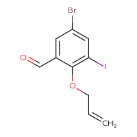 Chemical structure of 5-bromo-3-iodo-2-(prop-2-en-1-yloxy)benzaldehyde - CSSB00010004115