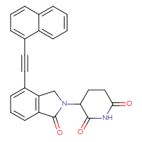 Chemical structure of 3-{4-[2-(naphthalen-1-yl)ethynyl]-1-oxo-2,3-dihydro-1H-isoindol-2-yl}piperidine-2,6-dione - CSSB21415982092