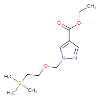 Chemical structure of ethyl 1-{[2-(trimethylsilyl)ethoxy]methyl}-1H-pyrazole-4-carboxylate - CSSB06446549594