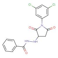 Chemical structure of N'-[1-(3,5-dichlorophenyl)-2,5-dioxopyrrolidin-3-yl]benzohydrazide - CSSB00121723180