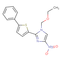 Chemical structure of 1-(ethoxymethyl)-4-nitro-2-(5-phenylthiophen-2-yl)-1H-imidazole - CSSB21531606941