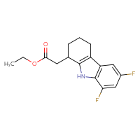 Chemical structure of ethyl 2-(6,8-difluoro-2,3,4,9-tetrahydro-1H-carbazol-1-yl)acetate - CSSB20621780434