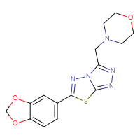 Chemical structure of 4-{[6-(2H-1,3-benzodioxol-5-yl)-[1,2,4]triazolo[3,4-b][1,3,4]thiadiazol-3-yl]methyl}morpholine - CSSB00121609263