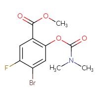 Chemical structure of methyl 4-bromo-2-[(dimethylcarbamoyl)oxy]-5-fluorobenzoate - CSSB21432564720