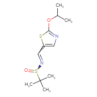 Chemical structure of (R)-2-methyl-N-{[2-(propan-2-yloxy)-1,3-thiazol-5-yl]methylidene}propane-2-sulfinamide - CSSB20870696260
