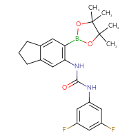 Chemical structure of 1-(3,5-difluorophenyl)-3-[6-(4,4,5,5-tetramethyl-1,3,2-dioxaborolan-2-yl)-2,3-dihydro-1H-inden-5-yl]urea - CSSB21332063806