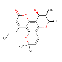 Chemical structure of (10R,11S,12S)-12-hydroxy-6,6,10,11-tetramethyl-4-propyl-6,10,11,12-tetrahydro-2H-1,5,9-trioxatriphenylen-2-one - CSSB00000054814
