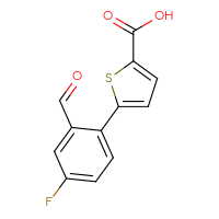 Chemical structure of 5-(4-fluoro-2-formylphenyl)thiophene-2-carboxylic acid - CSSB00102685934