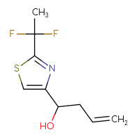 Chemical structure of 1-[2-(1,1-difluoroethyl)-1,3-thiazol-4-yl]but-3-en-1-ol - CSSB02517391551