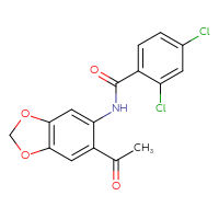 Chemical structure of N-(6-acetyl-2H-1,3-benzodioxol-5-yl)-2,4-dichlorobenzamide - CSSB00046264992