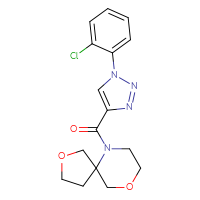 Chemical structure of 6-[1-(2-chlorophenyl)-1H-1,2,3-triazole-4-carbonyl]-2,9-dioxa-6-azaspiro[4.5]decane - CSSS00105545021