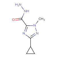 Chemical structure of 3-cyclopropyl-1-methyl-1H-1,2,4-triazole-5-carbohydrazide - CSSB01990980723
