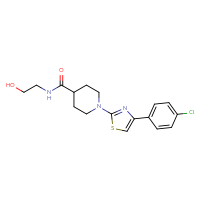 Chemical structure of 1-[4-(4-chlorophenyl)-1,3-thiazol-2-yl]-N-(2-hydroxyethyl)piperidine-4-carboxamide - CSSB00025727929