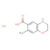 Chemical structure of 7-methyl-3,4-dihydro-2H-1,4-benzoxazine-6-carboxylic acid hydrochloride - CSSB21043415108