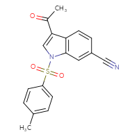 Chemical structure of 3-acetyl-1-(4-methylbenzenesulfonyl)-1H-indole-6-carbonitrile - CSSB21332061553