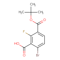 Chemical structure of 6-bromo-3-[(tert-butoxy)carbonyl]-2-fluorobenzoic acid - CSSB20962531040
