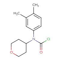 Chemical structure of N-(3,4-dimethylphenyl)-N-(oxan-4-yl)carbamoyl chloride - CSSB06284964217