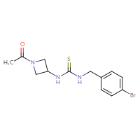 Chemical structure of 3-(1-acetylazetidin-3-yl)-1-[(4-bromophenyl)methyl]thiourea - CSSB21432496420