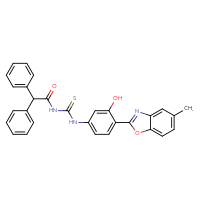 Chemical structure of 1-(2,2-diphenylacetyl)-3-[3-hydroxy-4-(5-methyl-1,3-benzoxazol-2-yl)phenyl]thiourea - CSSB00132436322