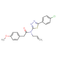 Chemical structure of N-[5-(4-chlorophenyl)-1,3,4-thiadiazol-2-yl]-2-(4-methoxyphenyl)-N-(prop-2-en-1-yl)acetamide - CSSB00132500230