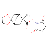 Chemical structure of 2,5-dioxopyrrolidin-1-yl 5-methylspiro[bicyclo[2.2.2]octane-2,2'-[1,3]dioxolane]-5-carboxylate - CSSB20269569499