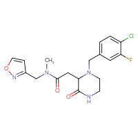 Chemical structure of 2-{1-[(4-chloro-3-fluorophenyl)methyl]-3-oxopiperazin-2-yl}-N-methyl-N-[(1,2-oxazol-3-yl)methyl]acetamide - CSSS09880943720