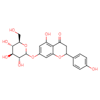 Chemical structure of 5-hydroxy-2-(4-hydroxyphenyl)-7-{[(3R,4S,5S,6R)-3,4,5-trihydroxy-6-(hydroxymethyl)oxan-2-yl]oxy}-3,4-dihydro-2H-1-benzopyran-4-one - CSSB02531768493