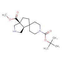 Chemical structure of 1'-tert-butyl 6a-methyl (3aR,6aS)-hexahydro-1H-spiro[cyclopenta[c]pyrrole-4,4'-piperidine]-1',6a-dicarboxylate - CSSB00138412158