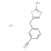 Chemical structure of 3-[(2-amino-1,3-thiazol-5-yl)methyl]benzonitrile hydrochloride - CSSB00116209382